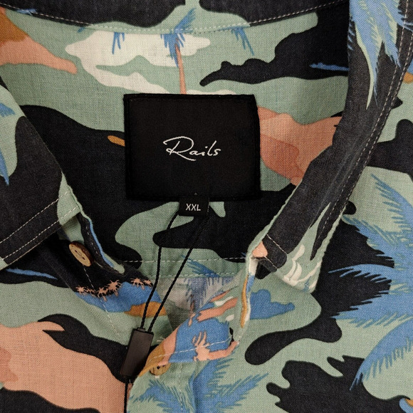 Rails Carson Hawaiian Shirt Mens Size 2X Camo Tropical Aloha Short Sleeves NWT - Picture 3 of 11